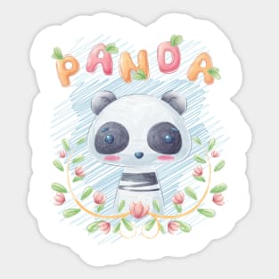 Cute Panda Leaf Kawaii Cartoon Animals Sticker